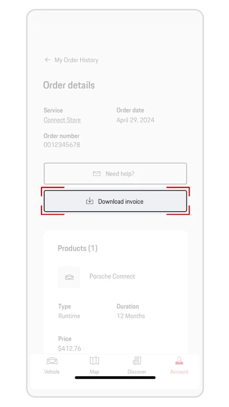 Retrieve Porsche Connect invoices